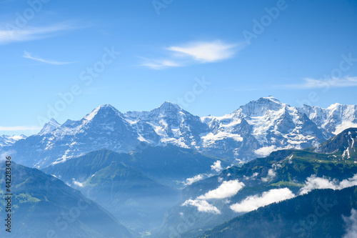 paraglider in front of the impressive Bernese Alps © schame87