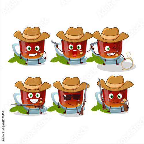 Cool cowboy mint tea cartoon character with a cute hat