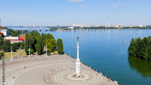 Voronezh, Russia. Admiralteyskaya Square. Voronezh River Embankment, Aerial View photo