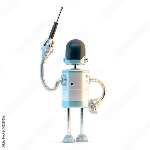 Wallpaper Mural Robot with screwdriver. 3D illustration. Isolated Torontodigital.ca