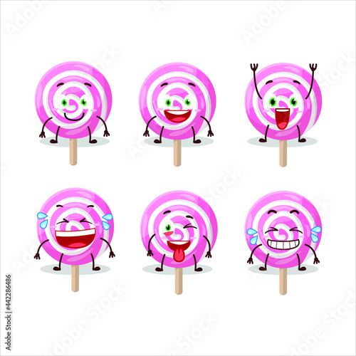 Cartoon character of lolipop spiral with smile expression. Vector illustration