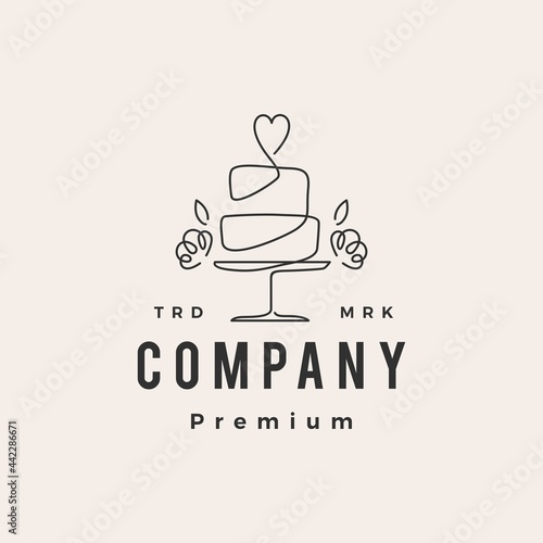 love cake wedding bakery hipster vintage logo vector icon illustration