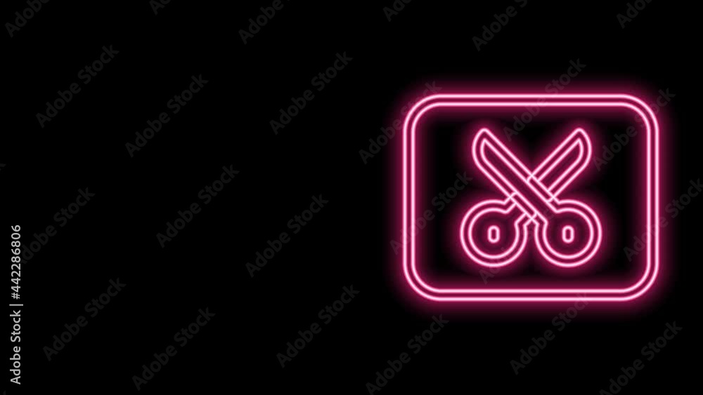 Glowing neon line Music or video editing icon isolated on black background. 4K Video motion graphic animation Glowing neon line Music or video editing icon isolated on black background. 4K Video motion graphic animation