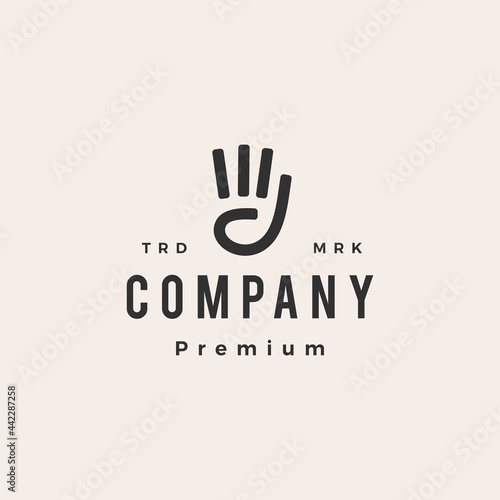 four finger hipster vintage logo vector icon illustration