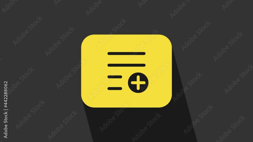 Yellow Add to playlist icon isolated on grey background. 4K Video motion graphic animation Yellow Add to playlist icon isolated on grey background. 4K Video motion graphic animation