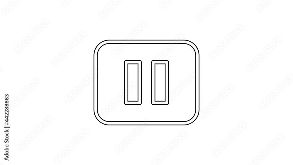 Black line Pause button icon isolated on white background. 4K Video motion graphic animation Black line Pause button icon isolated on white background. 4K Video motion graphic animation