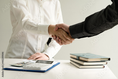 Business handshake and business people. Business concept