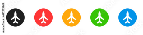 Aircraft icons set. Airport and air transport concept. Vector illustration