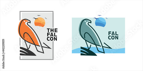 Falcon Vector Art Hawk Banner, Bird and Animal Background Template