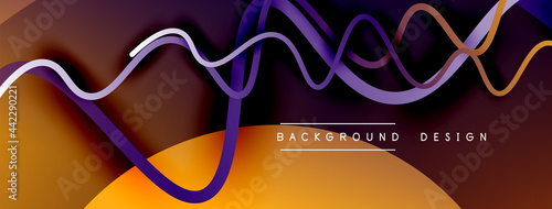 Abstract gradient background with wave line with shadow effect. Geometric composition. 3D shadow effects and fluid gradients