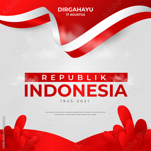 17 August. Indonesia Happy Independence Day greeting card, banner design photo