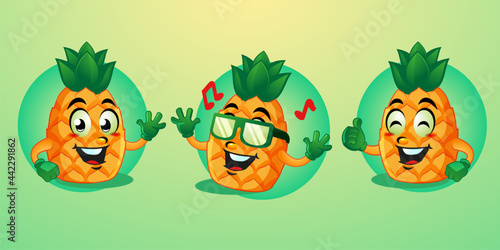 Pineapple mascot cartoon cute design