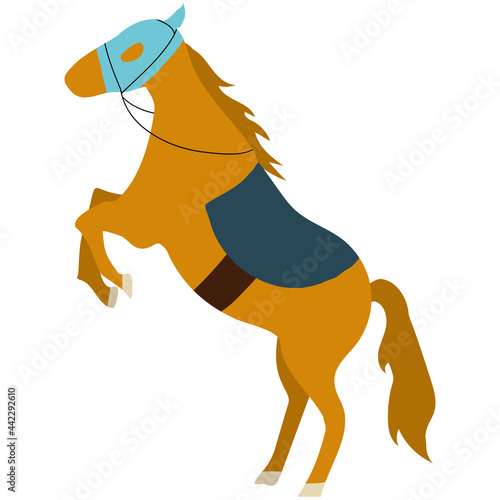 興奮して立ち上がる馬　競馬