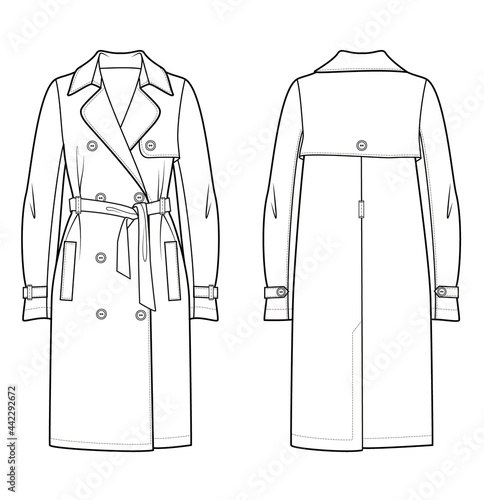 Technical sketch woman trench coat photo