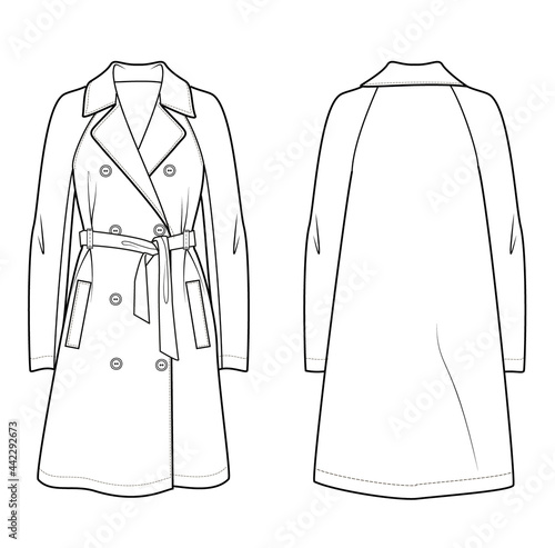 Technical sketch woman trench coat