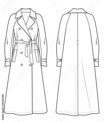 Photos Technical sketch woman trench coat
