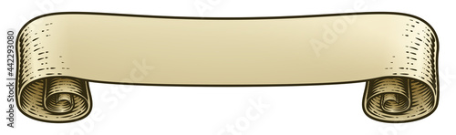 Scroll Vintage Woodcut Bann...