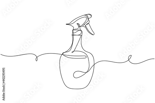 Continuous one line of spray bottle on a white background. Linear stylized.Minimalist.