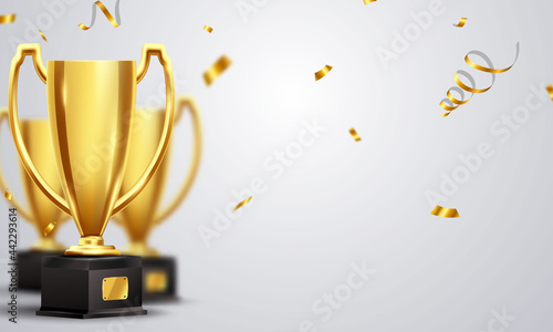 Trophy cup Winner award banner vector illustration