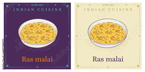 Indian dessert Rasmalai balls dipped in milk in bowl