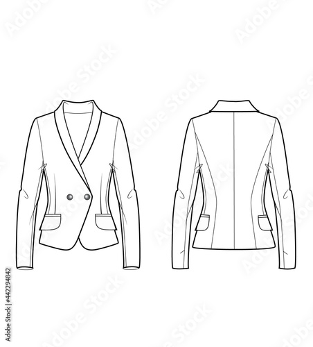technical sketch woman jacket with pocket