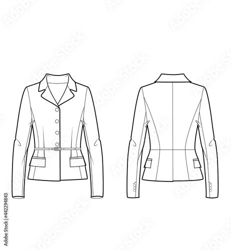 technical sketch woman jacket with pocket