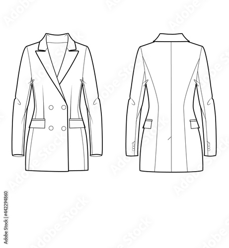 technical sketch woman jacket with pocket