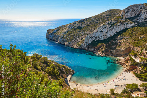 Spanish mediterranean scenic coastline. La Granadella beach. Alicante, Valencia photo