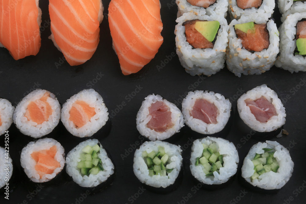 sushi variety prepared to eat as asian food sushi variety prepared to eat as asian food
