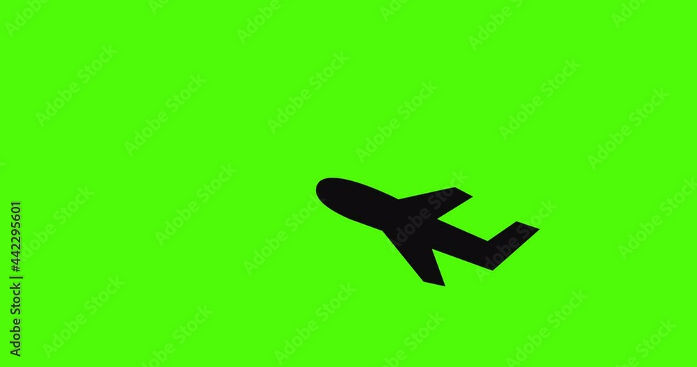 Animation of the silhouette of a flying plane. Air transport or air travel concept. Green screen. 4K Animation of the silhouette of a flying plane. Air transport or air travel concept. Green screen. 4K