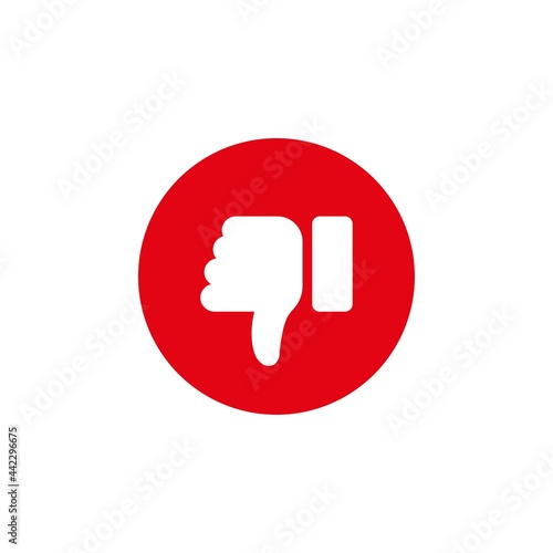 Red thumbs down icon with white background