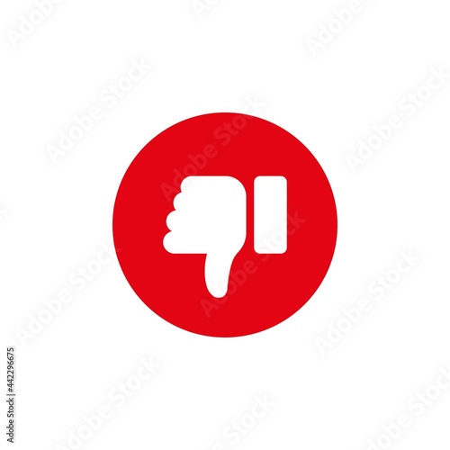 Red thumbs down icon with white background photo