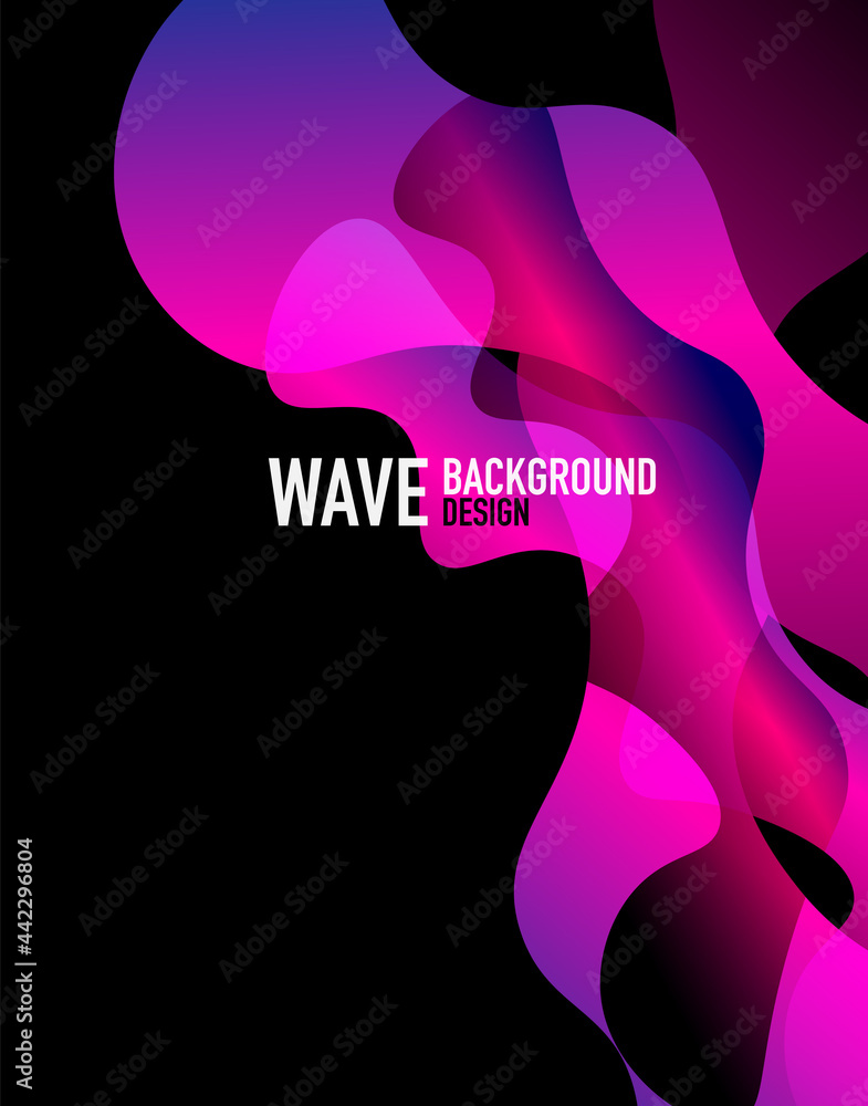 Naklejka Vertical fluid gradient wave abstract background. Bright color waves in the dark. Vector Illustration For Wallpaper, Banner, Background, Landing Page