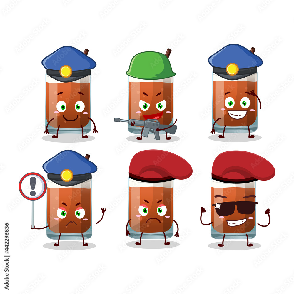 A dedicated Police officer of root beer with ice cream mascot design style A dedicated Police officer of root beer with ice cream mascot design style