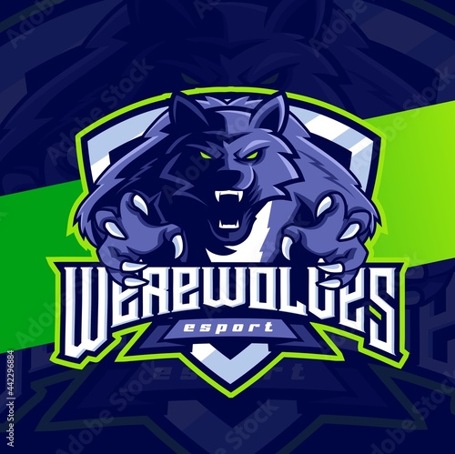 werewolves mascot esport logo character design for wolf gaming and sport