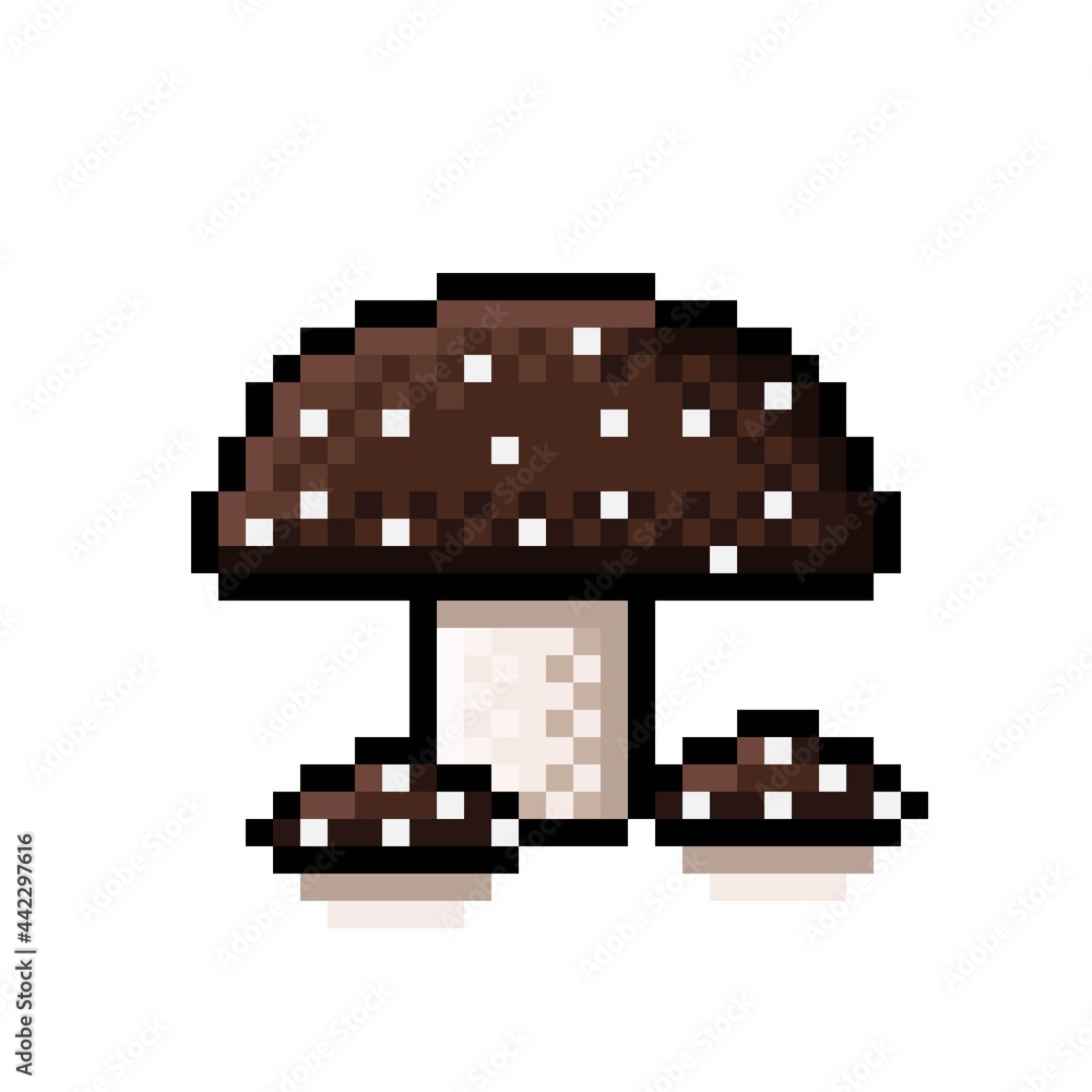 Mushroom pixel art. Cute pixel mushrooms. Vector illustration. Mushroom pixel art. Cute pixel mushrooms. Vector illustration.