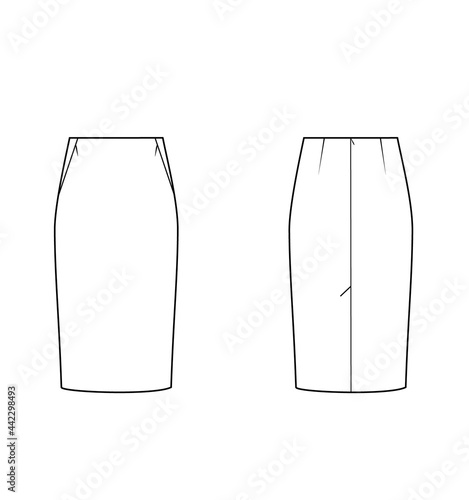 Technical sketch woman skirt middle 