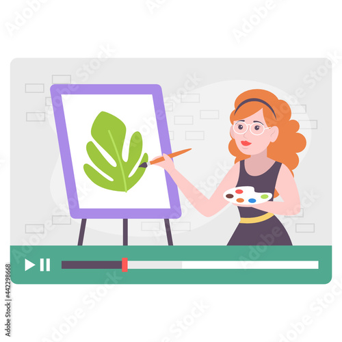 Fine Art Professional giving Tips on Webinar Concept, Creative Professional  Vector Icon Design, Online video Training Symbol, E-Learning Sign, Virtual courses or Digital Academy Stock illustration