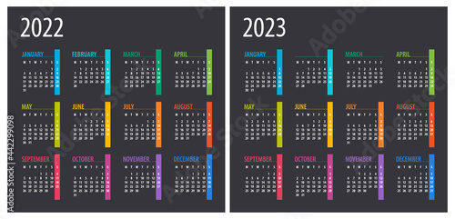 2022, 2023 Calendar - illustration. Template. Mock up