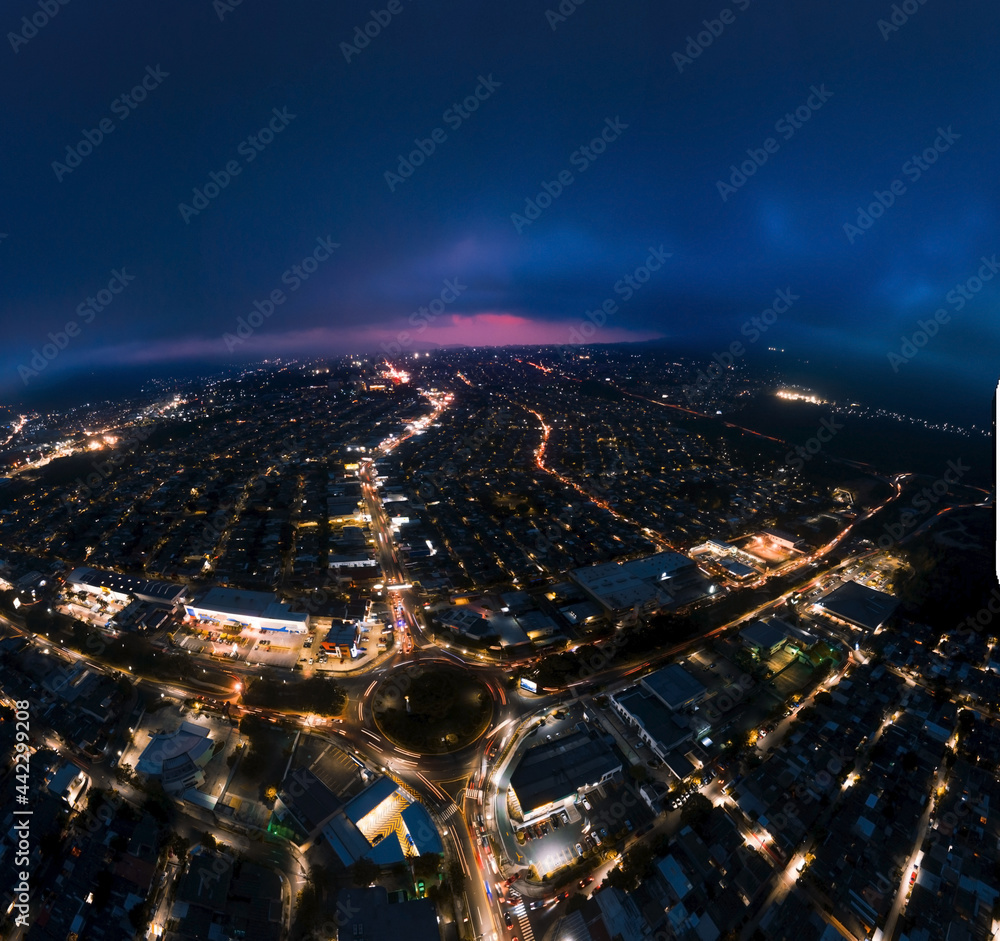 san salvador city from aerial view at night
