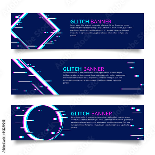 Vector set of glitch banners