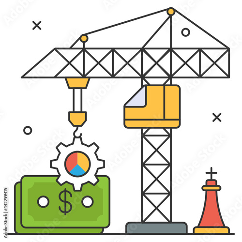 Financial policies and strategies development Concept Vector Icon Design, Business Strategy Symbol, Marketing plan Sign, administration and operational management Stock illustration