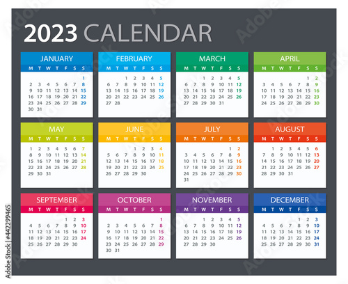 2023 Calendar - illustration. Template. Mock up