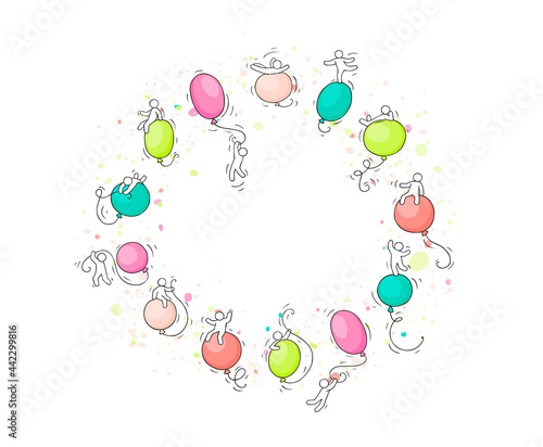 scene of workers with balloons