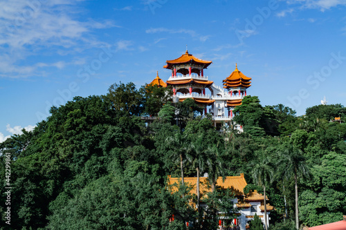 Views of Zhongzheng Park, located on Zhongzheng district, Keelung. The Zhupu altar, located on the top of the hill, is one of the main touristic points of the city photo