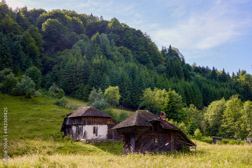 beautiful landscape with rural mountain area in Rucar Romania beautiful landscape with rural mountain area in Rucar Romania