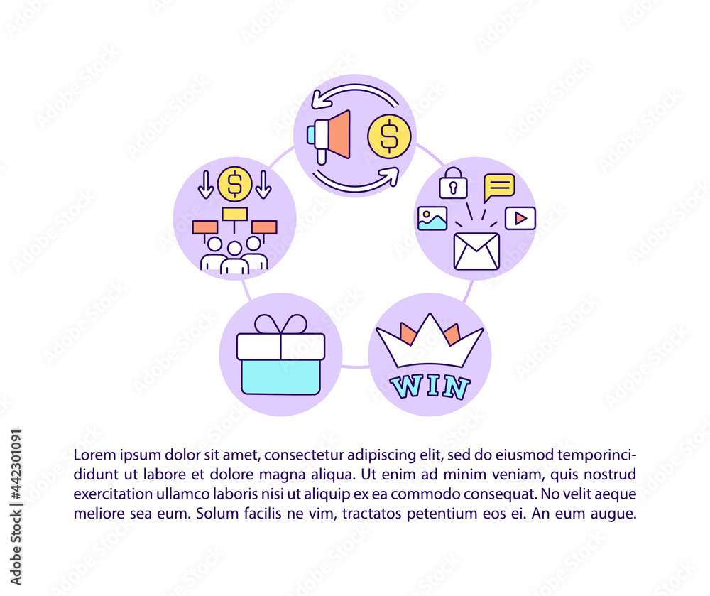 Viral marketing tools concept line icons with text. PPT page vector template with copy space. Brochure, magazine, newsletter design element. Advertisement linear illustrations on white Viral marketing tools concept line icons with text. PPT page vector template with copy space. Brochure, magazine, newsletter design element. Advertisement linear illustrations on white