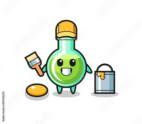 Character Illustration of lab beakers as a painter