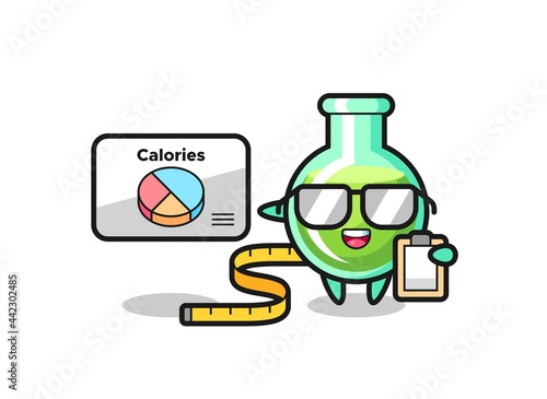 Illustration of lab beakers mascot as a dietitian