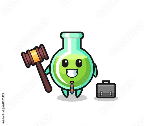 Illustration of lab beakers mascot as a lawyer